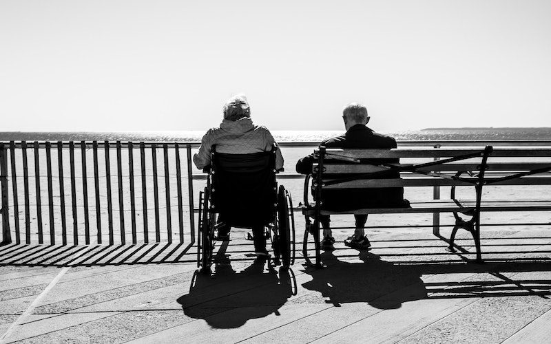 elderly couple enjoying the view