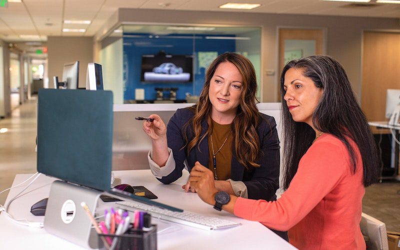 two women meeting at work