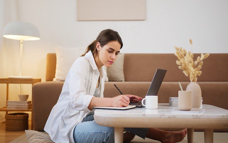 woman studying